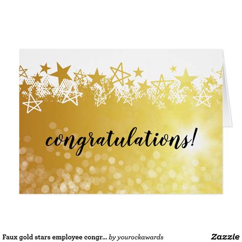 Faux Gold Stars Employee Congratulations Card In 2021