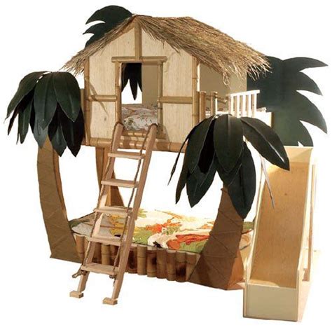 Custom Bunk Beds With A Tree Fort Theme Even A Slide Adding A Custom
