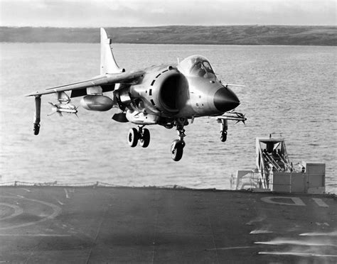 A Sea Harrier Landing On Carrier During The Falklands War In 1982