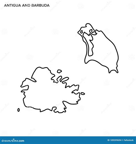 Outline Map Of Antigua And Barbuda Vector Design Template Editable Stroke Stock Vector