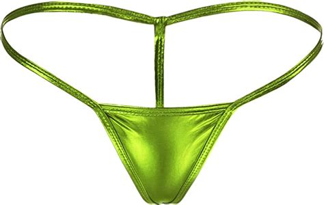 Iwemek Womens Shiny G String Thong Low Rise Micro String Shorts Bikini
