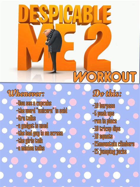 Despicable Me Workout Disney Movie Workouts Tv Show Workouts Disney Workout Workout