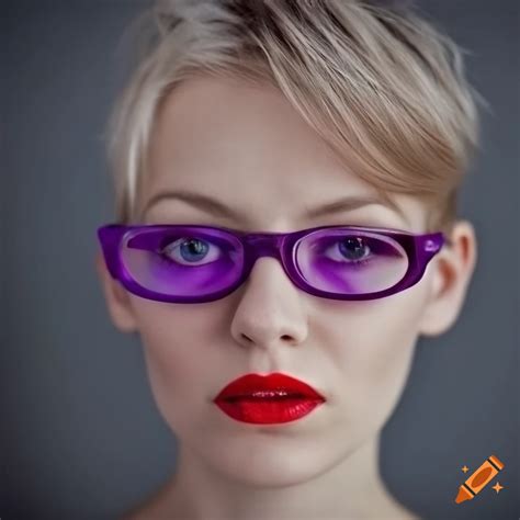 Portrait Of A Stylish Young Woman With Purple Glasses On Craiyon