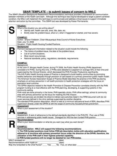 Sbar Template Word Professional Plan Templates