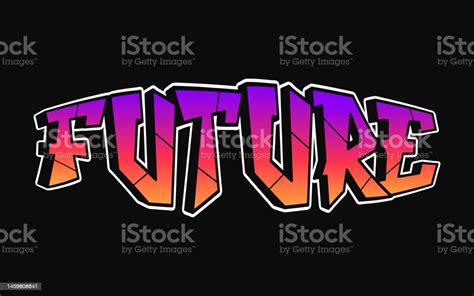 Future Word Trippy Psychedelic Graffiti Style Lettersvector Hand Drawn