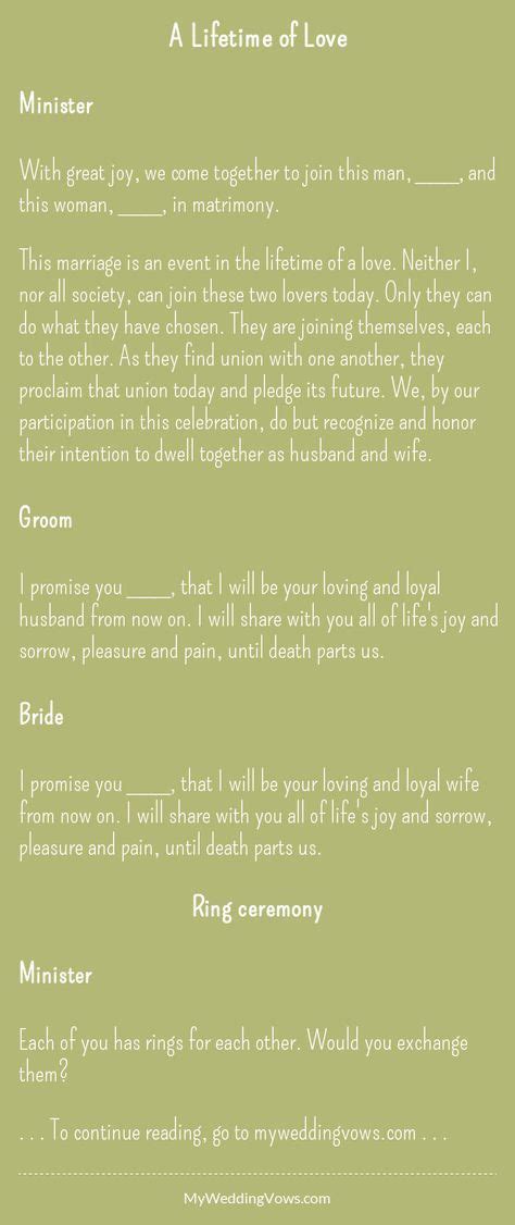 Maybe you would like to learn more about one of these? A Lifetime of Love (With images) | Simple wedding vows ...