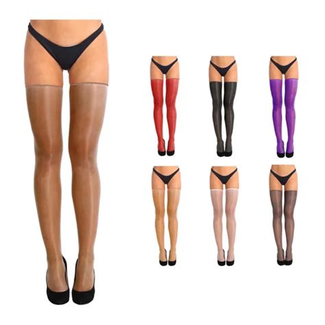 sexy women ultrathin shiny sheer silk thigh high long stockings over knee socks 3 75 picclick