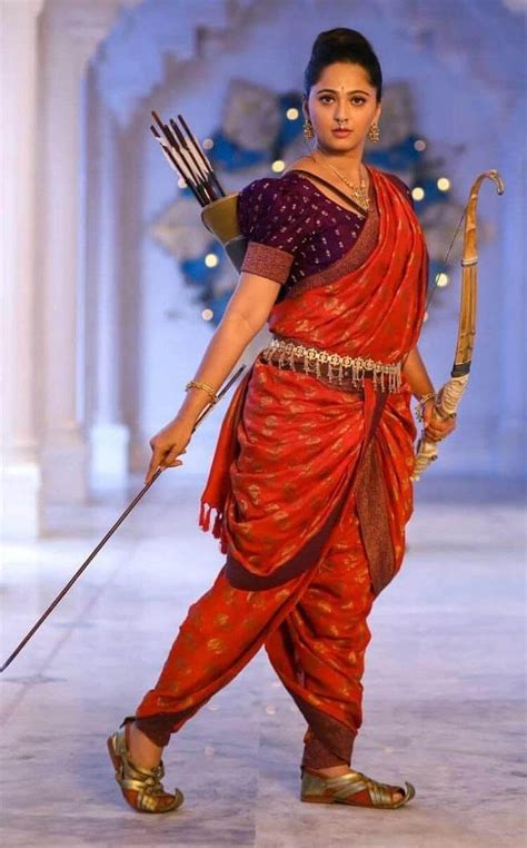 Anushka Shetty Look Beautiful In Traditional Red Dhoti Saree Outfit