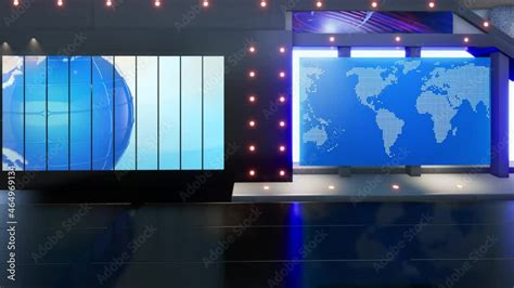 News Tv Studio Set Virtual Green Screen Background Loop Motion