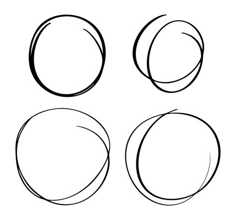 Hand Drawn Circle Line Sketch Set Vector Circular Scribble Doodle