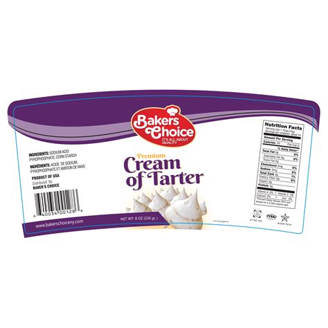 It is the mild potassium acid salt of tartaric acid. Cream of Tarter | Bakers Choice - Premium Kosher Baking ...