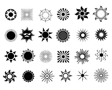 Set Sun Symbols Sun Svg Star Pdf Vector Silhouettes Eps Etsy Canada