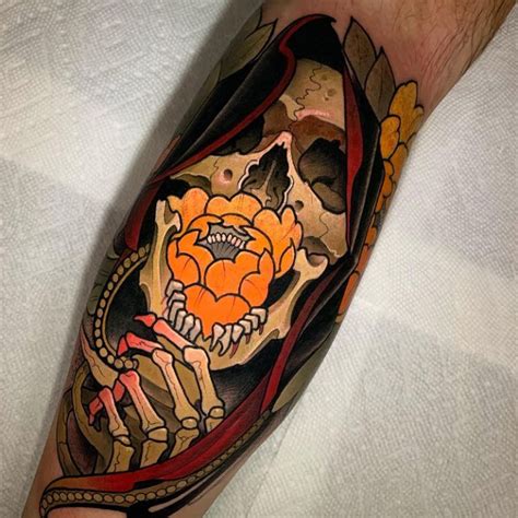 Grim Reaper Leg Tattoo