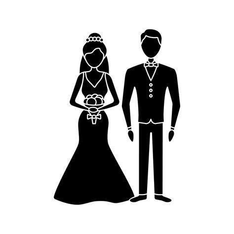 Icona Del Glifo Della Sposa E Dello Sposo Cerimonia Matrimoniale