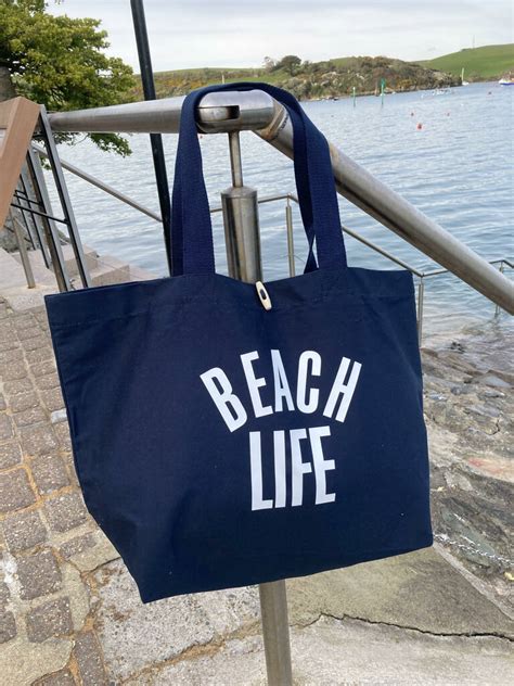 Beach Life Navy Cotton Beach Bag By Love Lammie Co
