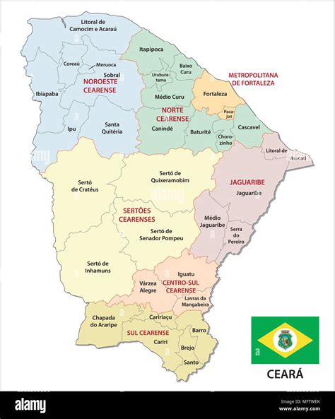 Ceará Mapa De Vectores Administrativa Y Política Imagen Vector De Stock