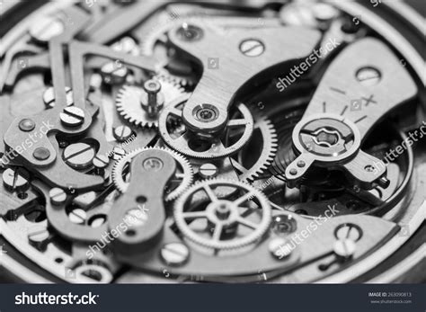 Vintage Watch Movement Closeup Showing Cogs Stock Photo 263090813