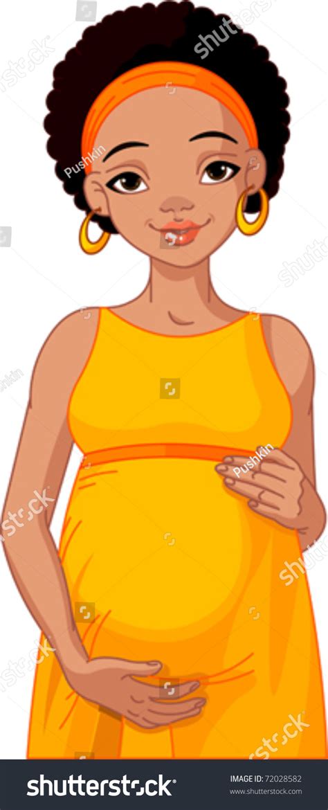 african pregnant woman in pink pregnant dress is prepared for maternity stock vector