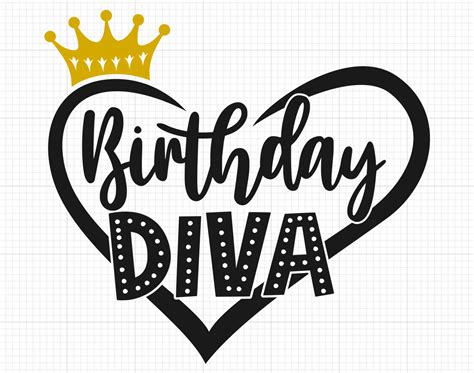 Birthday Diva Heart Svg Design