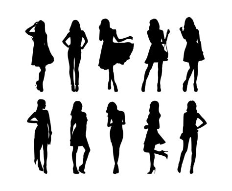 Set Of Woman Silhouettes Vector Vector Art Graphics Freevector Com
