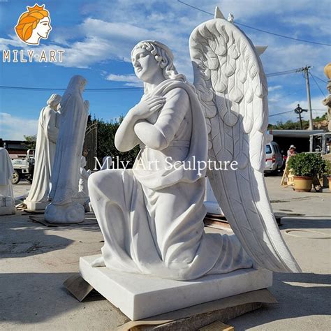 Beautiful Marble Kneeling Angel Garden Statue Factory Supplier Mlms 161