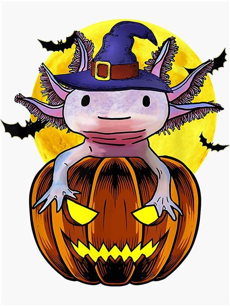 Axolotl Kawaii Witch Pumpkin Halloween Axolotl Lover Costume Sticker