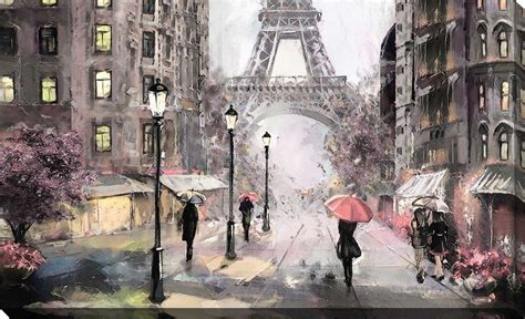 Paris Streets Ii Print On Canvas Paris Painting Eiffel Tower