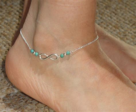 Infinity Anklet Silver Infinity Turquoise Ankle Bracelet