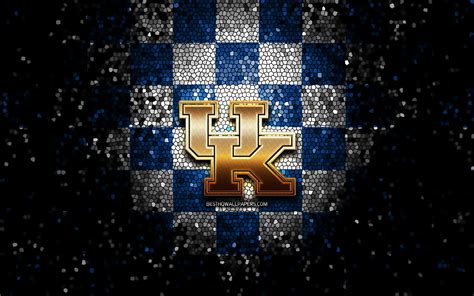 Download Wallpapers Kentucky Wildcats Glitter Logo Ncaa Blue White