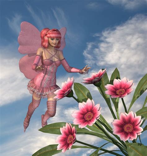 Download Pink Fairy With Flowers Stock Illustration Illustration Of
