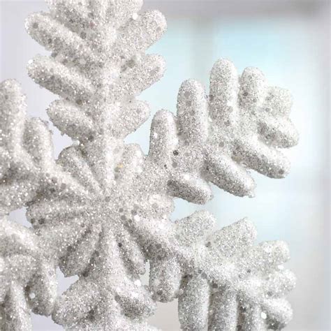 Large White Glittered Snowflake Ornament Christmas Ornaments