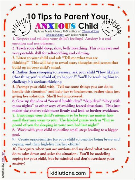 Free Printable 10 Tips To Parent Your Anxious Child Tips By Dr Anne