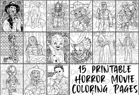 Printable Horror Movie Coloring Pages Etsy