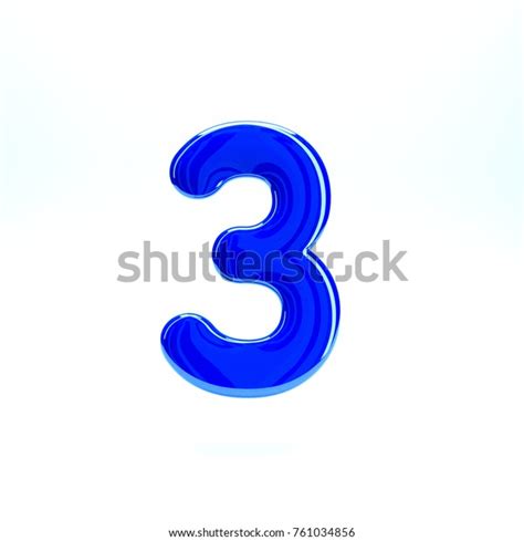 Blue Glossy Number Three 3 Bold Stock Illustration 761034856