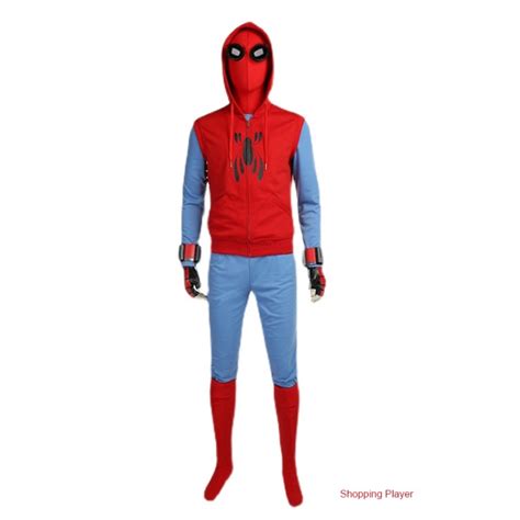 Spider Man Homecoming Homemade Suit Cosplay Costume Set Mens Fashion