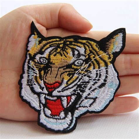Tiger Head Embroidered Animals Patch Iron On Sewing Applique Clothes