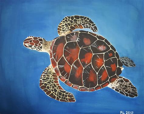 Sea Turtle Acrylic Painting On Wood Canvas Painting Art Collectibles