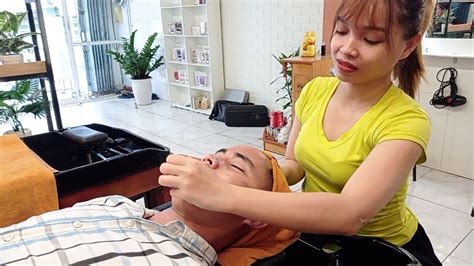 Vietnam Barbershop Asmr Perfect Massage Face With Beautiful Girl At Dong Da Spa Youtube