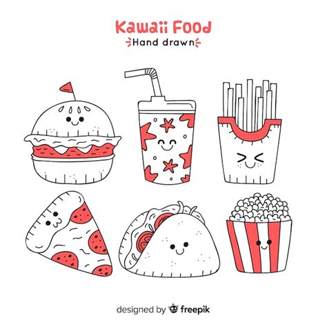 Free Vector Kawaii Hand Drawn Fast Food Collection