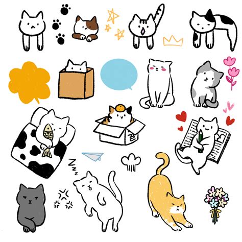 귀여운 고양이 그림 굿노트 스티커 무료 공유 귀여운 고양이 그림 고양이 그림 스티커