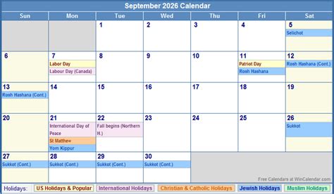 September 2026 Printable Calendars