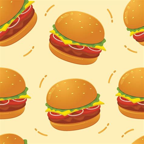Burger Seamless Pattern Background Vector Illustration 3049683 Vector