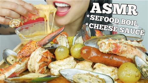 asmr seafood boil cheesy seafood sauce satisfying eating sounds no talking sas asmr