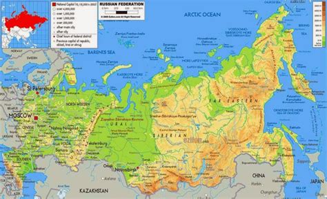 Ruska Geografie Ruská Zeměpisná Mapa Východní Evropa Evropa