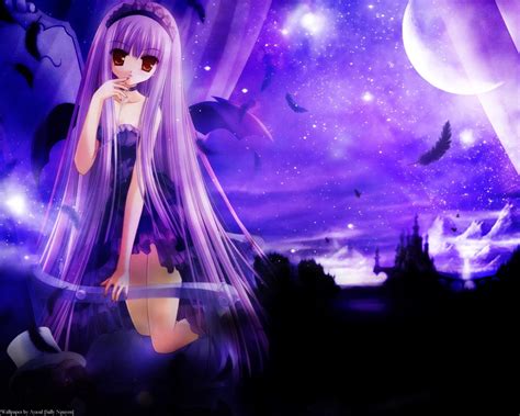 Purple Wallpaper Anime Anime Girl Sitting On Purple Big Tree K Hd Anime K Wallpapers Images