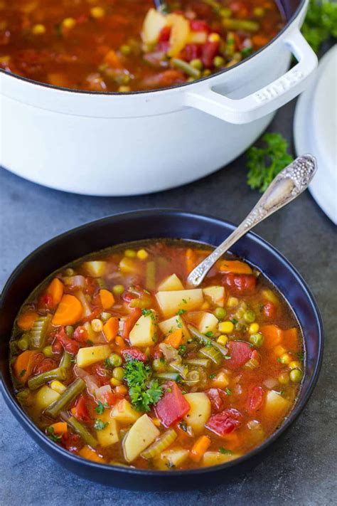 Homemade Vegetable Soup Is Hearty And Packed With Vegetables A