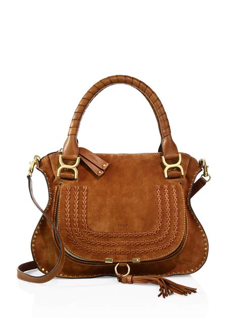 Chloé Marcie Medium Suede Satchel In Brown Lyst