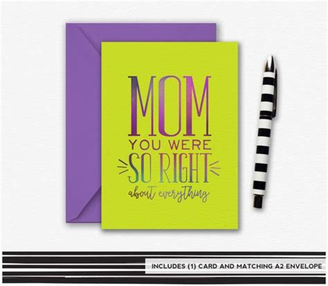 Mom You Were So Right About Everything Mothers Day Card Etsy Cards