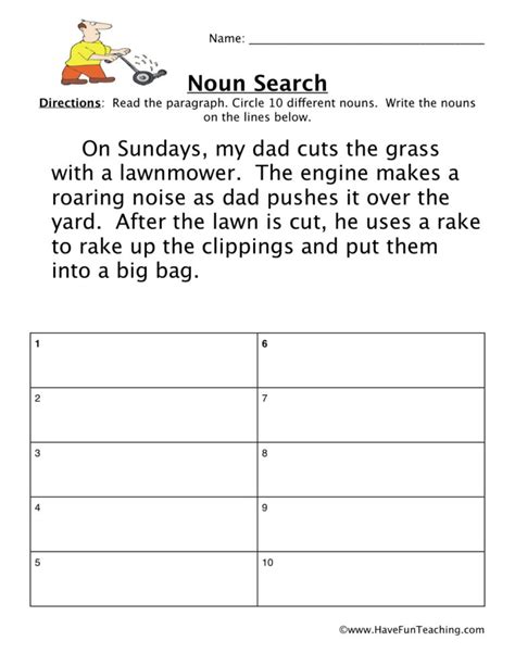 Finding Nouns Worksheet Have Fun Teaching