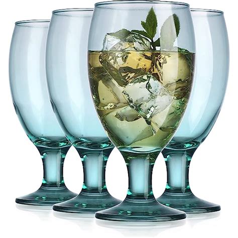 artland iris footed ice tea glasses light blue set